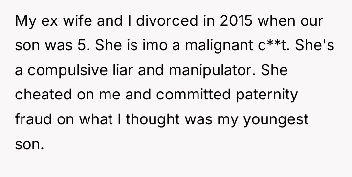 My ex wife and I divorced in 2015 when our...