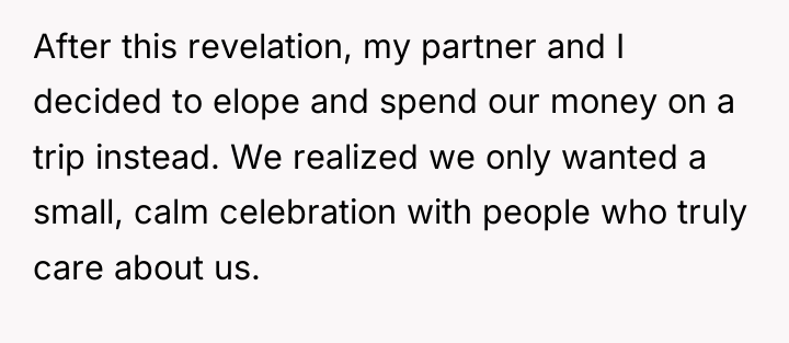 After this revelation, my partner and I decided to elope...