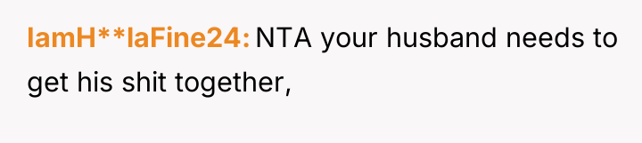 IamH**laFine24 NTA your husband needs to get his shit together,