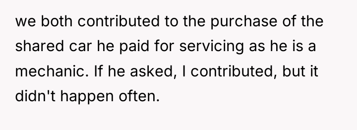 we both contributed to the purchase of the shared car...