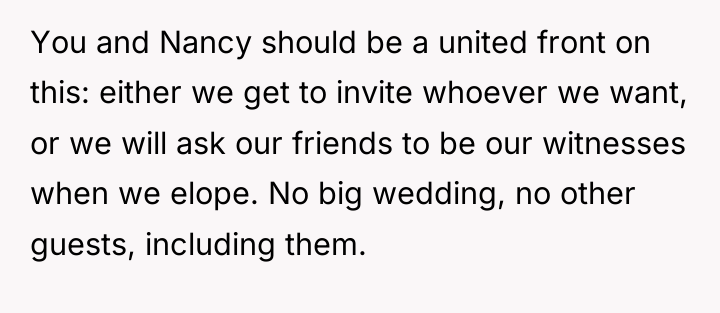 You and Nancy should be a united front on this:...