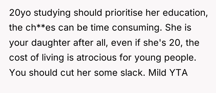 20yo studying should prioritise her education, the ch**es can be...