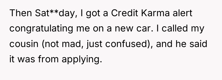 Then Sat**day, I got a Credit Karma alert congratulating me...