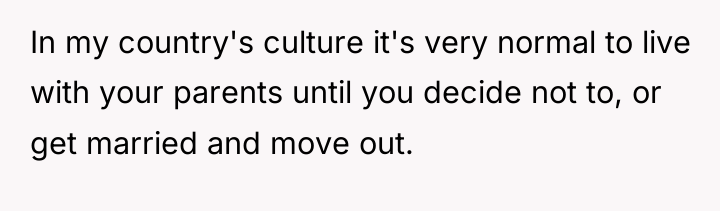In my country's culture it's very normal to live with...