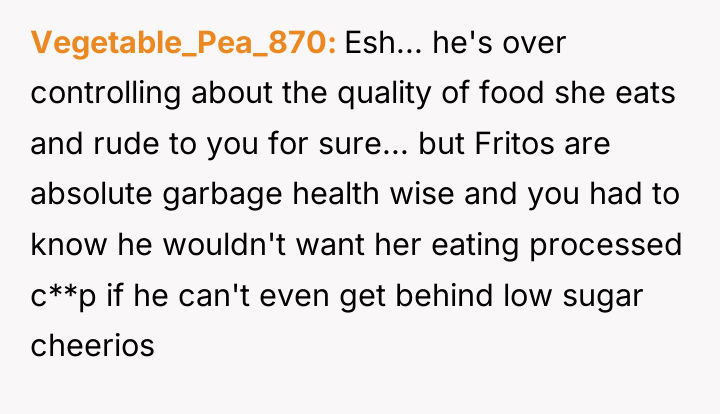 Vegetable_Pea_870 Esh... he's over controlling about the quality of food...