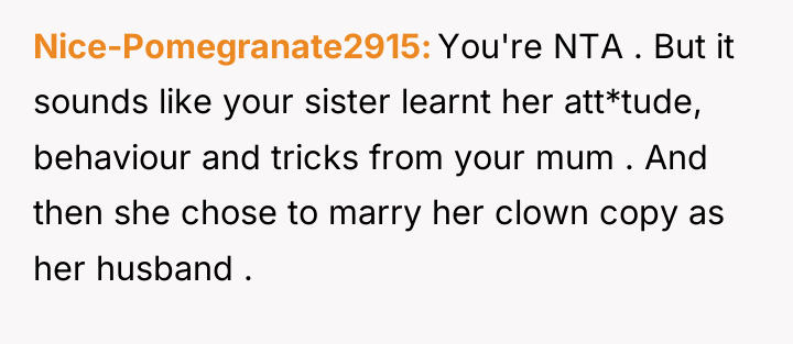 Nice-Pomegranate2915 You're NTA . But it sounds like your sister...