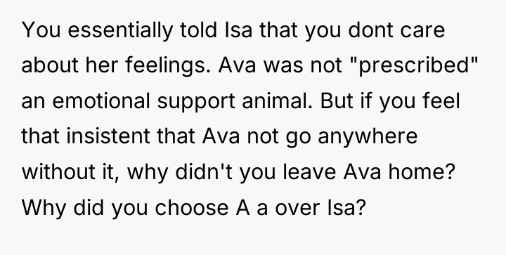 You essentially told Isa that you dont care about her...