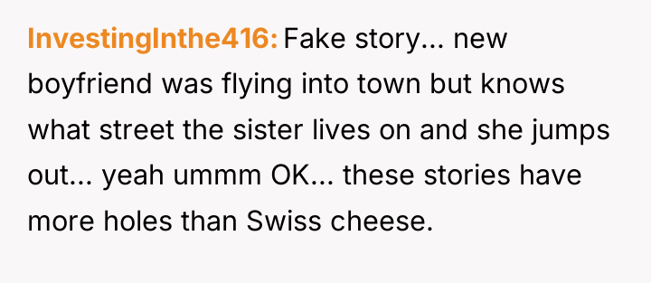 InvestingInthe416 Fake story... new boyfriend was flying into town but...