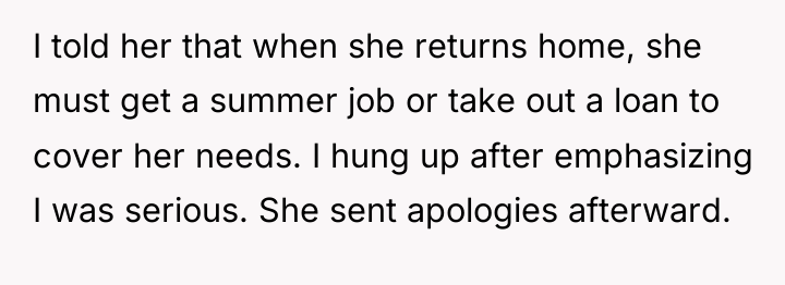I told her that when she returns home, she must...