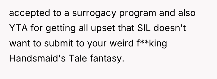 accepted to a surrogacy program and also YTA for getting...