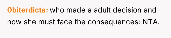 0biterdicta who made a adult decision and now she must...
