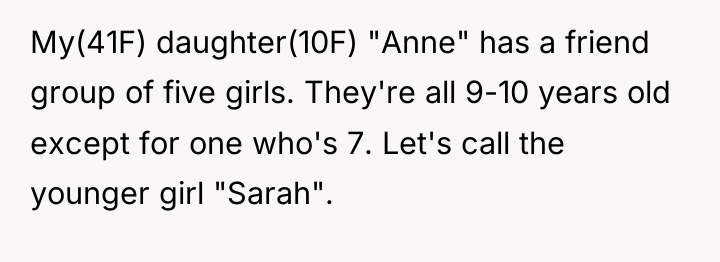 My(41F) daughter(10F) "Anne" has a friend group of five girls....
