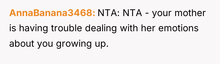 AnnaBanana3468 NTA: NTA - your mother is having trouble dealing...