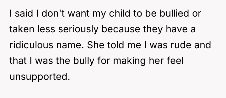 I said I don't want my child to be bullied...