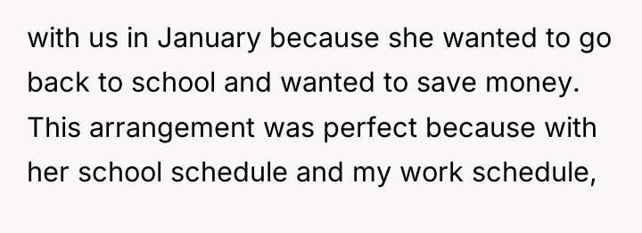 with us in January because she wanted to go back...