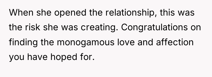 When she opened the relationship, this was the risk she...