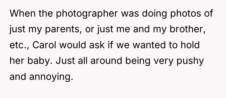 When the photographer was doing photos of just my parents,...