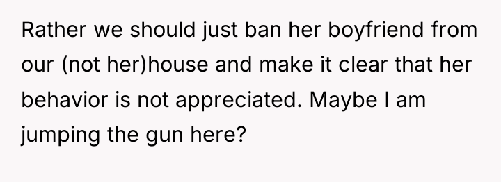 Rather we should just ban her boyfriend from our (not...