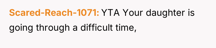 Scared-Reach-1071 YTA Your daughter is going through a difficult time,