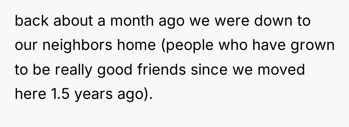 back about a month ago we were down to our...