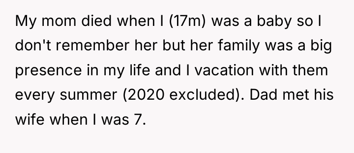 My mom died when I (17m) was a baby so...