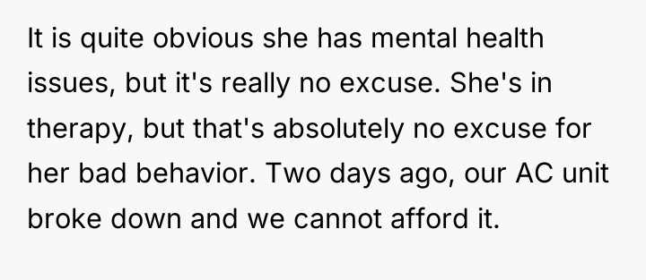 It is quite obvious she has mental health issues, but...