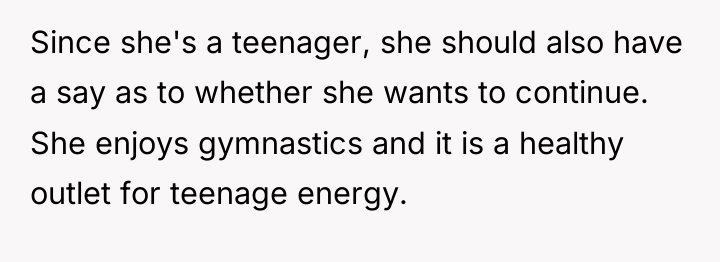 Since she's a teenager, she should also have a say...