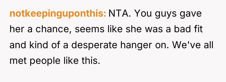 notkeepinguponthis NTA. You guys gave her a chance, seems like...