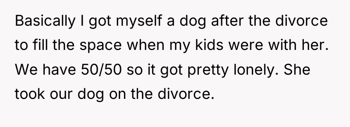 Basically I got myself a dog after the divorce to...
