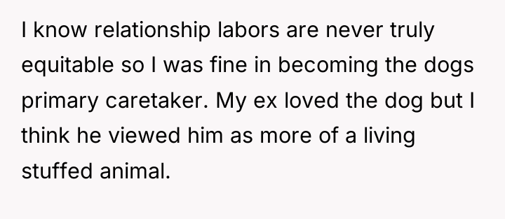 I know relationship labors are never truly equitable so I...