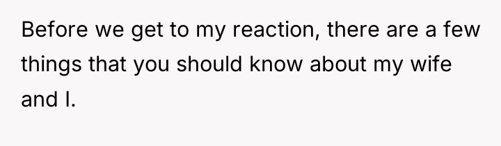 Before we get to my reaction, there are a few...