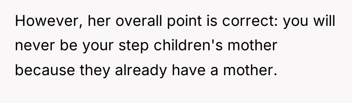 However, her overall point is correct: you will never be...