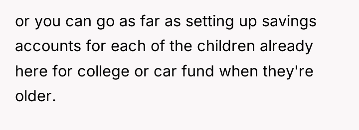 or you can go as far as setting up savings...