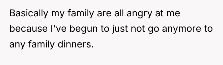 Basically my family are all angry at me because I've...