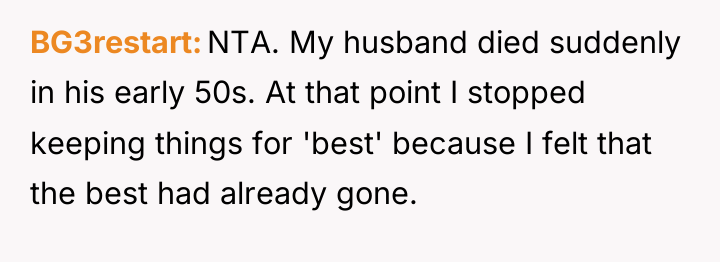 BG3restart NTA. My husband died suddenly in his early 50s....