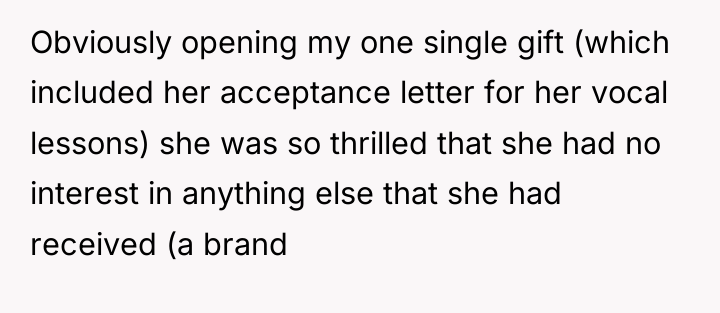 Obviously opening my one single gift (which included her acceptance...