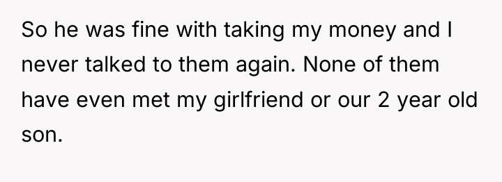 So he was fine with taking my money and I...
