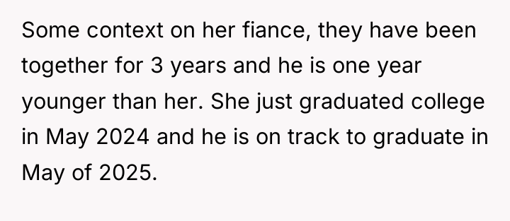 Some context on her fiance, they have been together for...