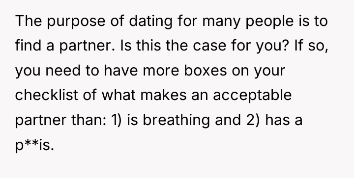 The purpose of dating for many people is to find...