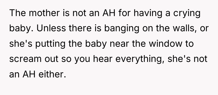 The mother is not an AH for having a crying...