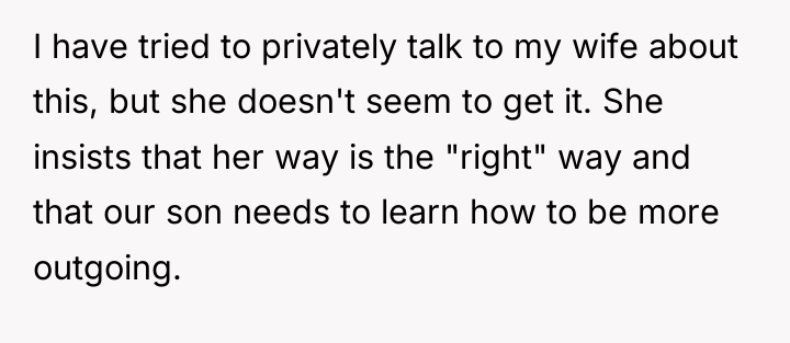 I have tried to privately talk to my wife about...