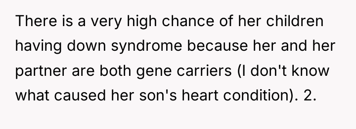 There is a very high chance of her children having...