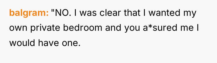 balgram "NO. I was clear that I wanted my own...