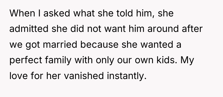 When I asked what she told him, she admitted she...