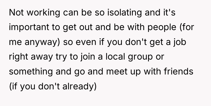 Not working can be so isolating and it's important to...