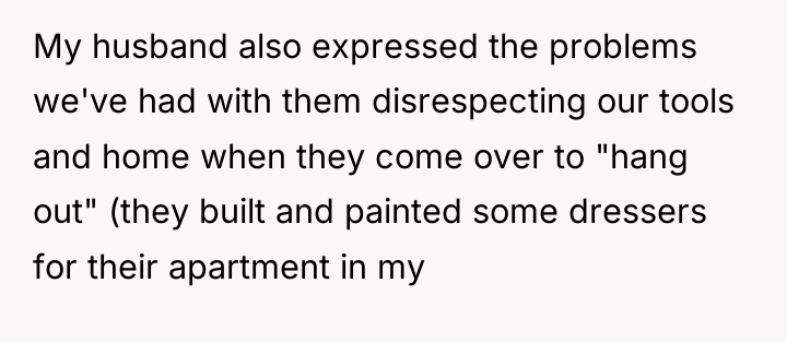 My husband also expressed the problems we've had with them...