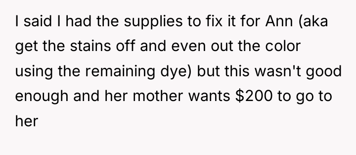 I said I had the supplies to fix it for...