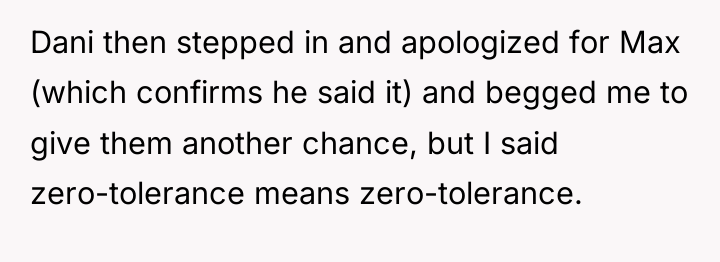 Dani then stepped in and apologized for Max (which confirms...