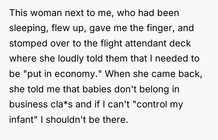 This woman next to me, who had been sleeping, flew...