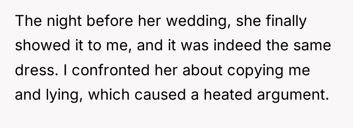 The night before her wedding, she finally showed it to...